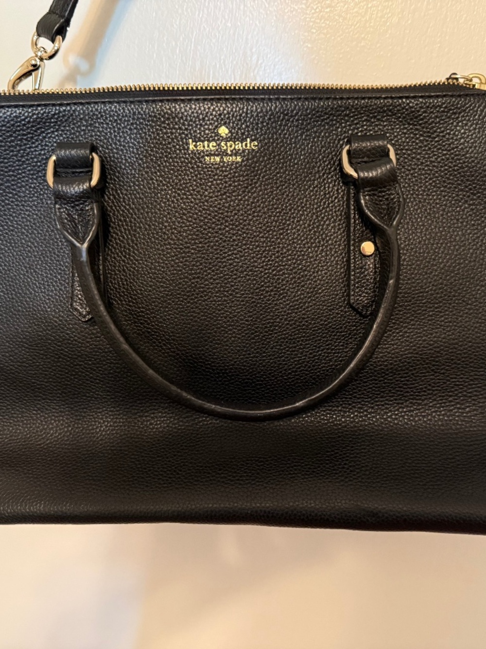 Kate Spade Black Leather Small Briefcase Shoulder Bag Work Bag